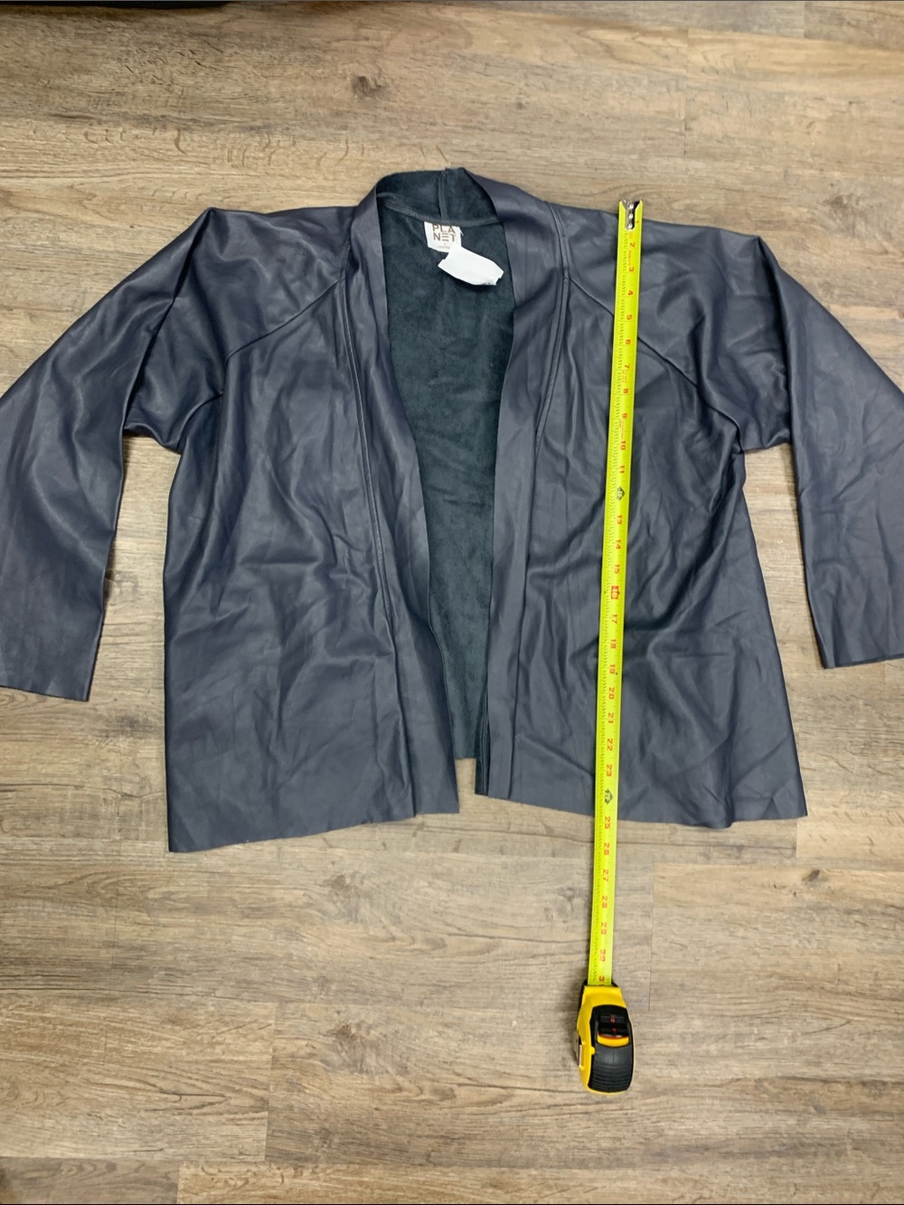 WILLOW & CLAY Black Open-Front Faux Leather Blazer